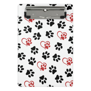 Muster von Paws, schwarzen Paws, roten Paws, Herz Mini Klemmbrett