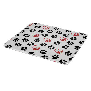 Muster von Paws, schwarzen Paws, roten Paws, Herz Schneidebrett