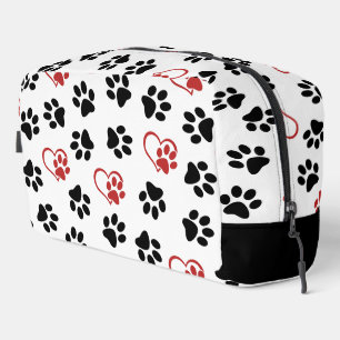 Muster von Paws, schwarzen Paws, roten Paws, Herz Waschbeutel