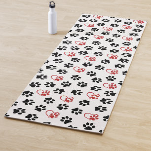 Muster von Paws, schwarzen Paws, roten Paws, Herz Yogamatte