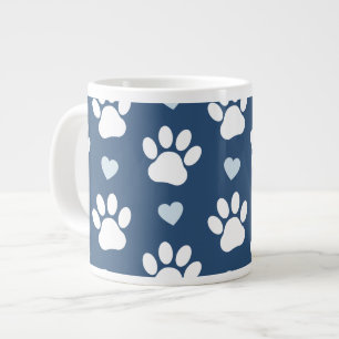 Muster von Pfähnen, Hundpfägen, weißen Pfoten, bla Jumbo-Tasse