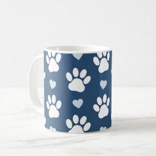 Muster von Pfähnen, Hundpfägen, weißen Pfoten, bla Kaffeetasse