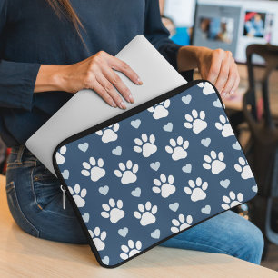 Muster von Pfähnen, Hundpfägen, weißen Pfoten, bla Laptopschutzhülle