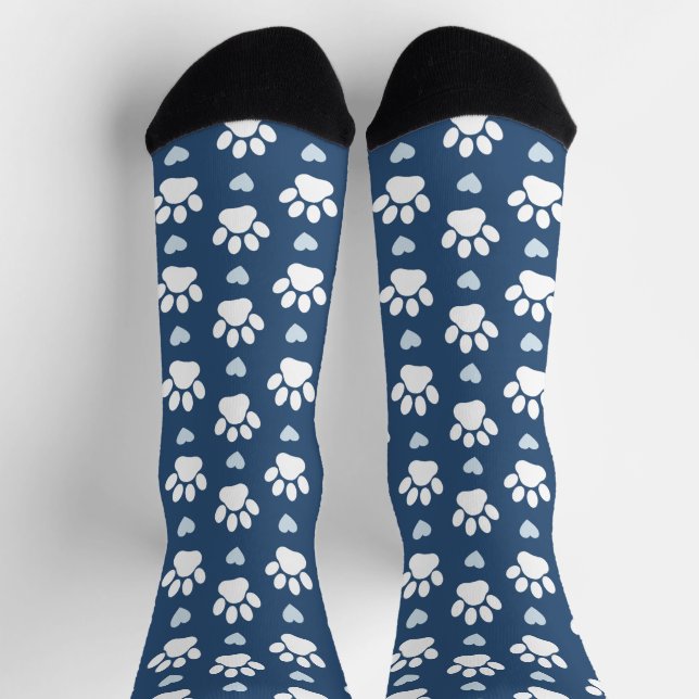 Muster von Pfähnen, Hundpfägen, weißen Pfoten, bla Socken (Oben)