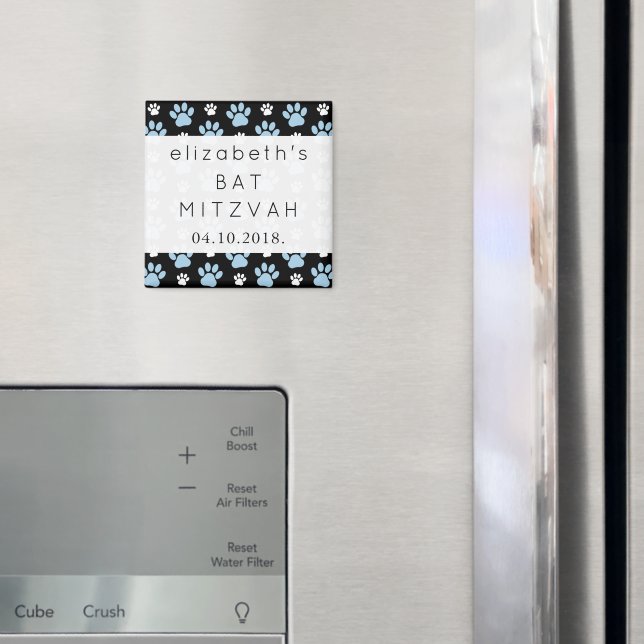 Muster von Pfoten, blauen Pfoten, Hundepfoten, Bat Magnet (In Situ (Kühlschrank))