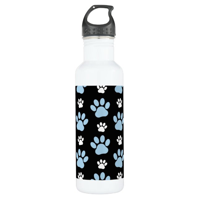 Muster von Pfoten, blauen Pfoten, Hundepfoten, Tie Edelstahlflasche (Vorderseite)