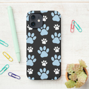 Muster von Pfoten, blauen Pfoten, Hundepfoten, Tie iPhone 12 Hülle