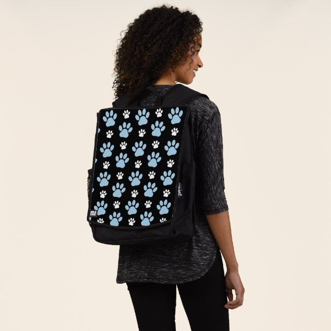 Muster von Pfoten, blauen Pfoten, Hundepfoten, Tie Rucksack (Ausgewaschen)