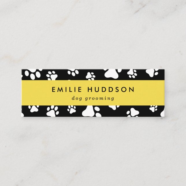 Muster von Pfoten, Hunde-Groomer, Hunde-Walker, Pe Mini Visitenkarte (Vorderseite)