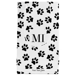 Muster von Pfoten, Hundepfoten, Katzenpfoten, schw Kleine Geschenktüte
