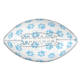 Muster von Pfoten, Hundeschäben, blaue Baby-Paws Football