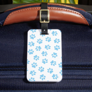 Muster von Pfoten, Hundeschäben, blaue Baby-Paws Gepäckanhänger