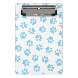 Muster von Pfoten, Hundeschäben, blaue Baby-Paws Mini Klemmbrett
