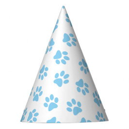 Muster von Pfoten, Hundeschäben, blaue Baby-Paws Partyhütchen