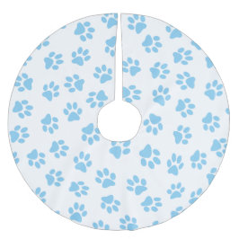 Muster von Pfoten, Hundeschäben, blaue Baby-Paws Polyester Weihnachtsbaumdecke