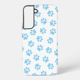 Muster von Pfoten, Hundeschäben, blaue Baby-Paws Samsung Galaxy Hülle