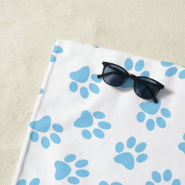 Muster von Pfoten, Hundeschäben, blaue Baby-Paws Strandtuch