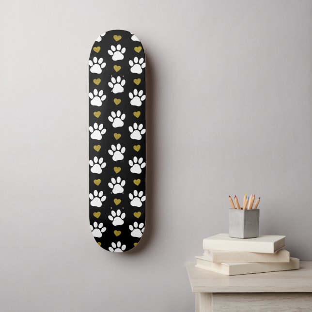 Muster von Pfoten, Hundeschäben, weißen Pfoten, go Skateboard (Wandkunst)
