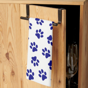 Muster von Pfoten, Hundeschäften, blaue Navy-Paws Geschirrtuch