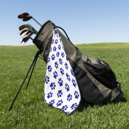 Muster von Pfoten, Hundeschäften, blaue Navy-Paws Golfhandtuch