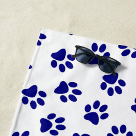 Muster von Pfoten, Hundeschäften, blaue Navy-Paws Strandtuch