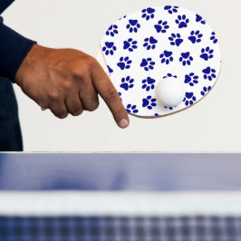 Muster von Pfoten, Hundeschäften, blaue Navy-Paws Tischtennis Schläger