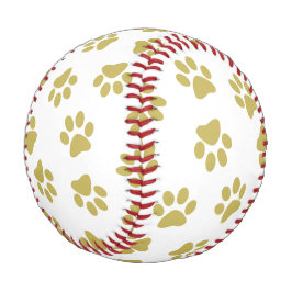 Muster von Pfoten, Hundeschäften, goldenen Pfoten Baseball