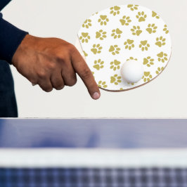 Muster von Pfoten, Hundeschäften, goldenen Pfoten Tischtennis Schläger