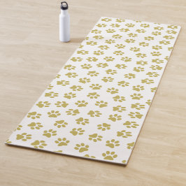 Muster von Pfoten, Hundeschäften, goldenen Pfoten Yogamatte
