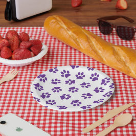 Muster von Pfoten, Hundeschäften, Lila Pfoten Pappteller
