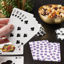 Muster von Pfoten, Hundeschäften, Lila Pfoten Spielkarten