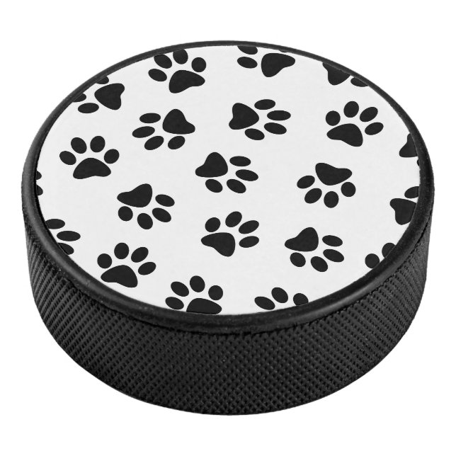 Muster von Pfoten, Hundeschäften, schwarzen Pfoten Eishockey Puck (3/4)