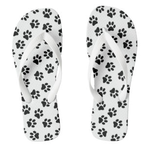 Muster von Pfoten, Hundeschäften, schwarzen Pfoten Flip Flops