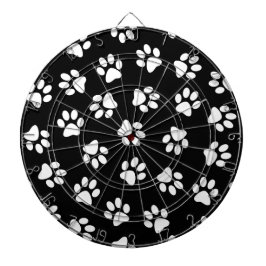 Muster von Pfoten, Hundeschäften, weißen Pfoten Dartscheibe