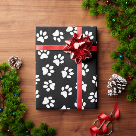 Muster von Pfoten, Hundeschäften, weißen Pfoten Geschenkpapier