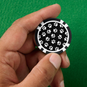 Muster von Pfoten, Hundeschäften, weißen Pfoten Pokerchips