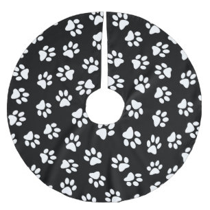 Muster von Pfoten, Hundeschäften, weißen Pfoten Polyester Weihnachtsbaumdecke