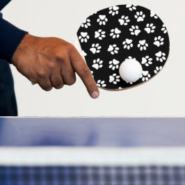 Muster von Pfoten, Hundeschäften, weißen Pfoten Tischtennis Schläger