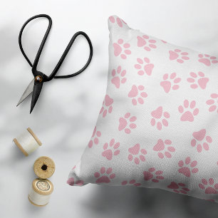 Muster von Pfoten, Hundeschrauben, Baby-Pink-Pfote Dekokissen