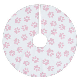 Muster von Pfoten, Hundeschrauben, Baby-Pink-Pfote Polyester Weihnachtsbaumdecke