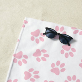 Muster von Pfoten, Hundeschrauben, Baby-Pink-Pfote Strandtuch