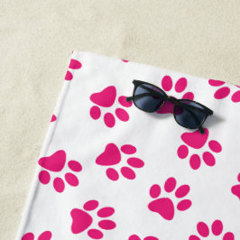 Muster von Pfoten, Hundeschrauben, rosa Pfoten Strandtuch