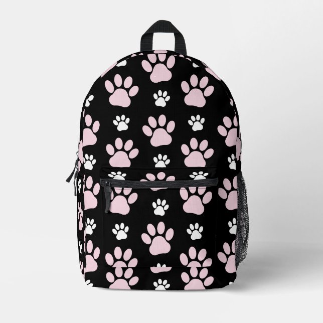 Muster von Pfoten, rosa Pfoten, Hundepfoten, Tierp Bedruckter Rucksack (Vorderseite)