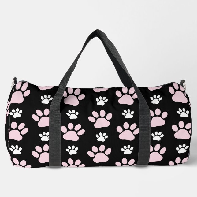 Muster von Pfoten, rosa Pfoten, Hundepfoten, Tierp Duffle Bag (Vorderseite)