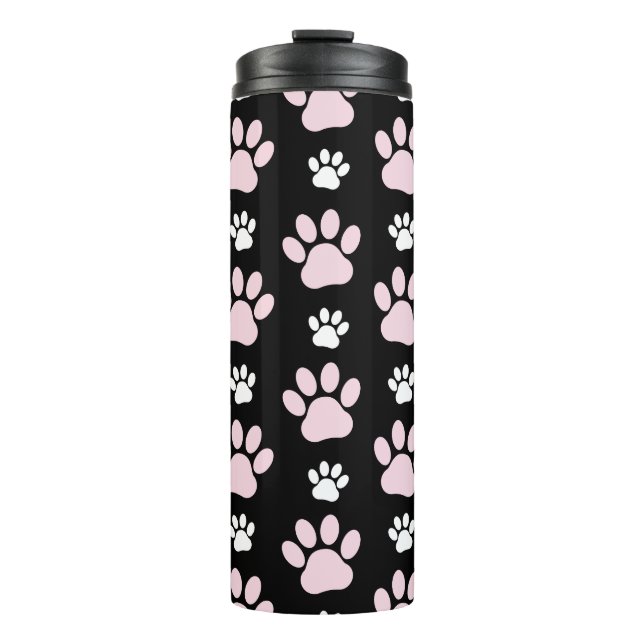 Muster von Pfoten, rosa Pfoten, Hundepfoten, Tierp Thermosbecher (Vorderseite)