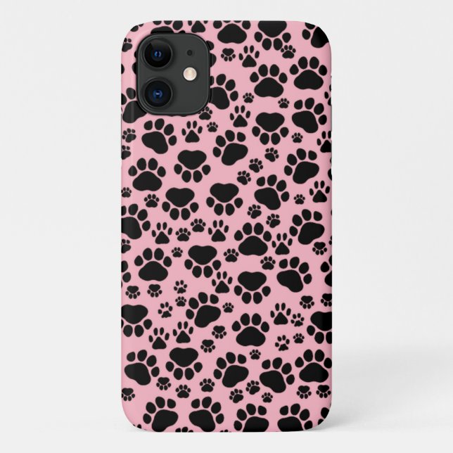 Muster von Pfoten, schwarzen Pfoten, Hundeschäben, Case-Mate iPhone Hülle (Rückseite)