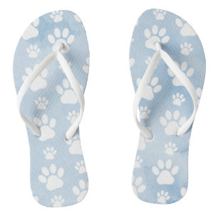 Muster von Pfoten, Weiße Pfoten, Wasserfarben, Bla Flip Flops