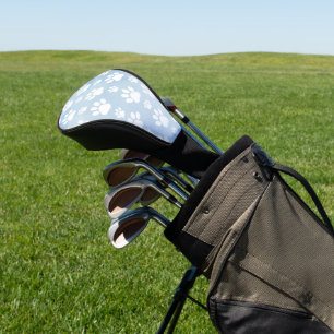 Muster von Pfoten, Weiße Pfoten, Wasserfarben, Bla Golf Headcover