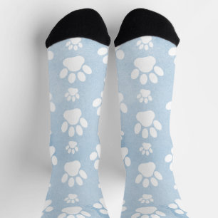 Muster von Pfoten, Weiße Pfoten, Wasserfarben, Bla Socken