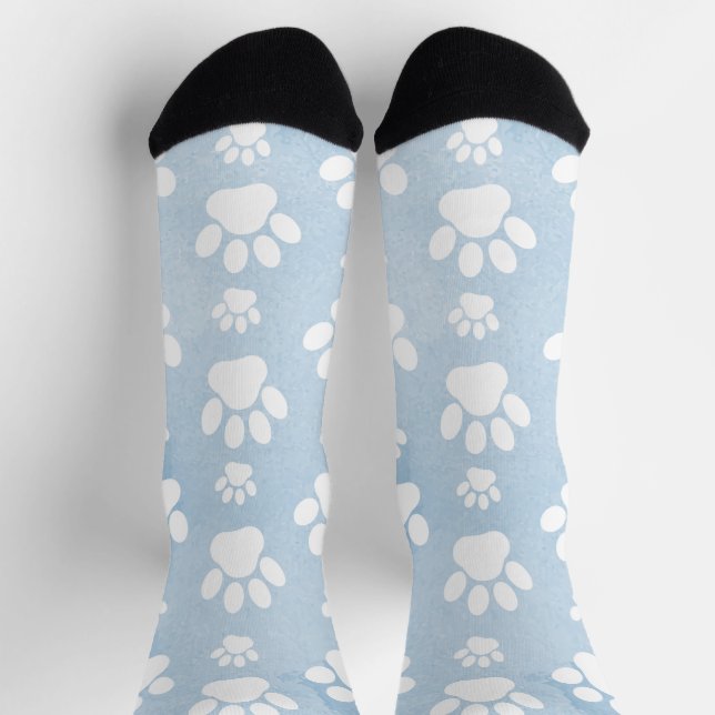 Muster von Pfoten, Weiße Pfoten, Wasserfarben, Bla Socken (Oben)